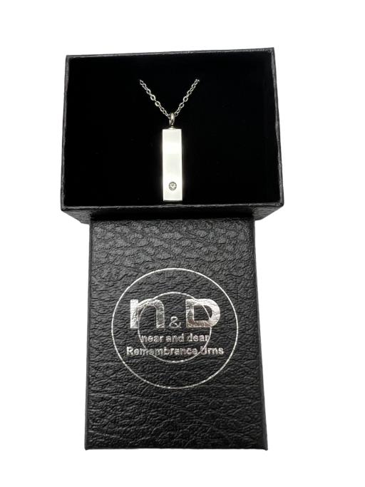 Stainless Steel PENDANT Silver Color Rectangle Box With Clear S